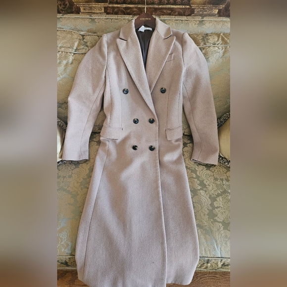 Mango Jackets & Blazers - Mango Beige Double-Breasted 51% Wool Coat
